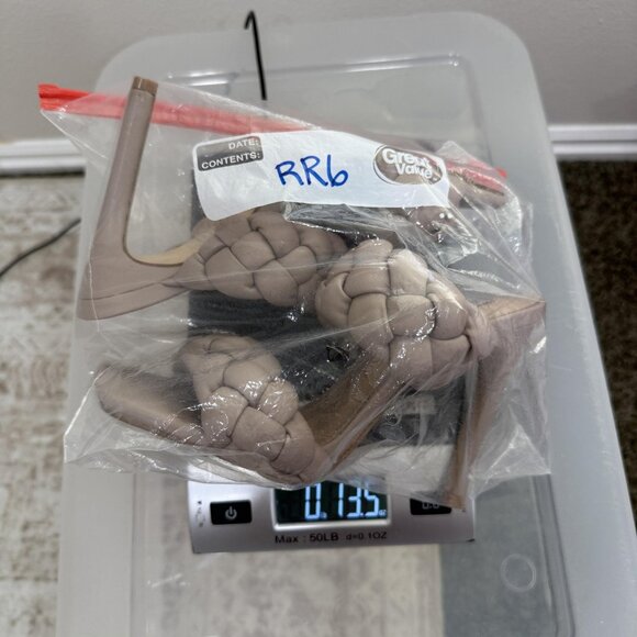 Steve Madden Heeled Sandals Womens 6.5 Taupe Braided Strap Square Toe KENL02S1 - Picture 9 of 9